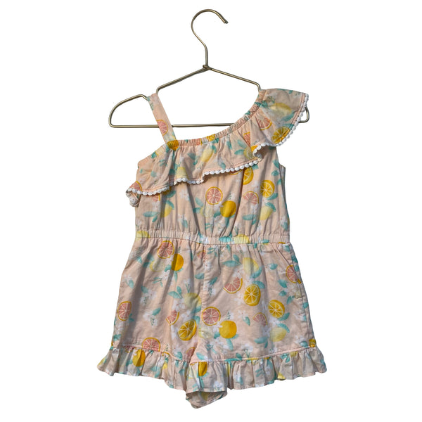 Janie and Jack Peach Citrus Print Romper - Size 2T
