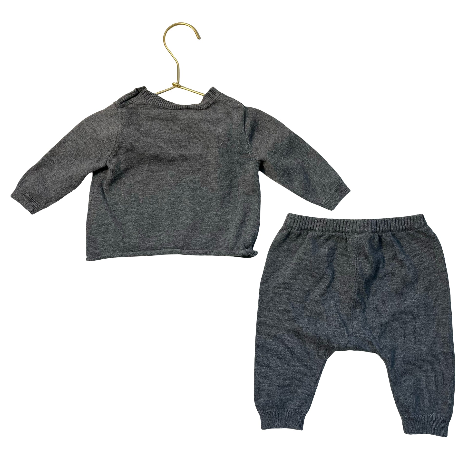 Nordstrom Gray Cotton Knit Star Sweater & Joggers Set - Size 6 Mo