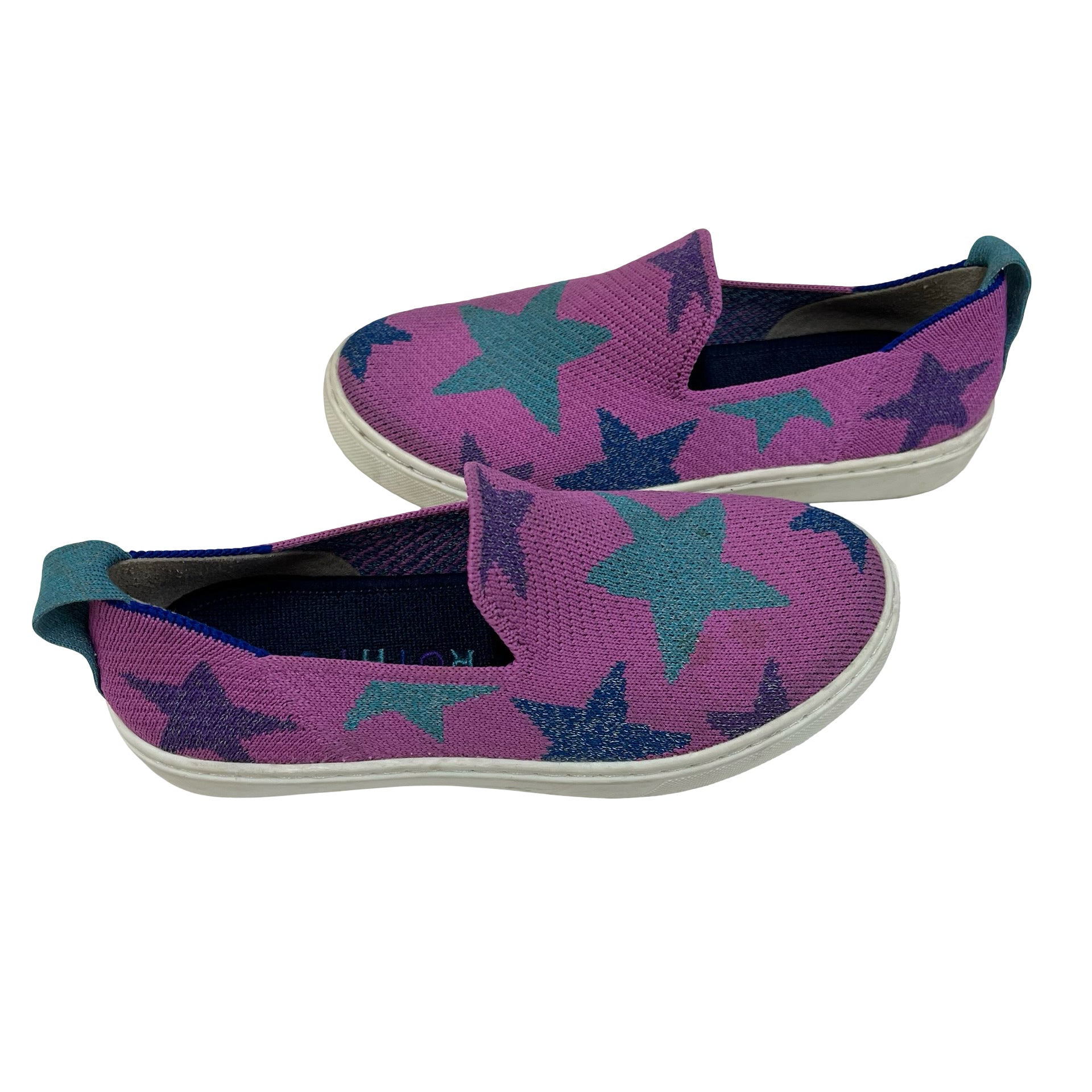 Rothy's Purple Star Print Slip-On Sneakers - Size 1Y Big Kid