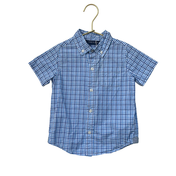 Janie and Jack Blue Check Button Down Shirt - Size 3