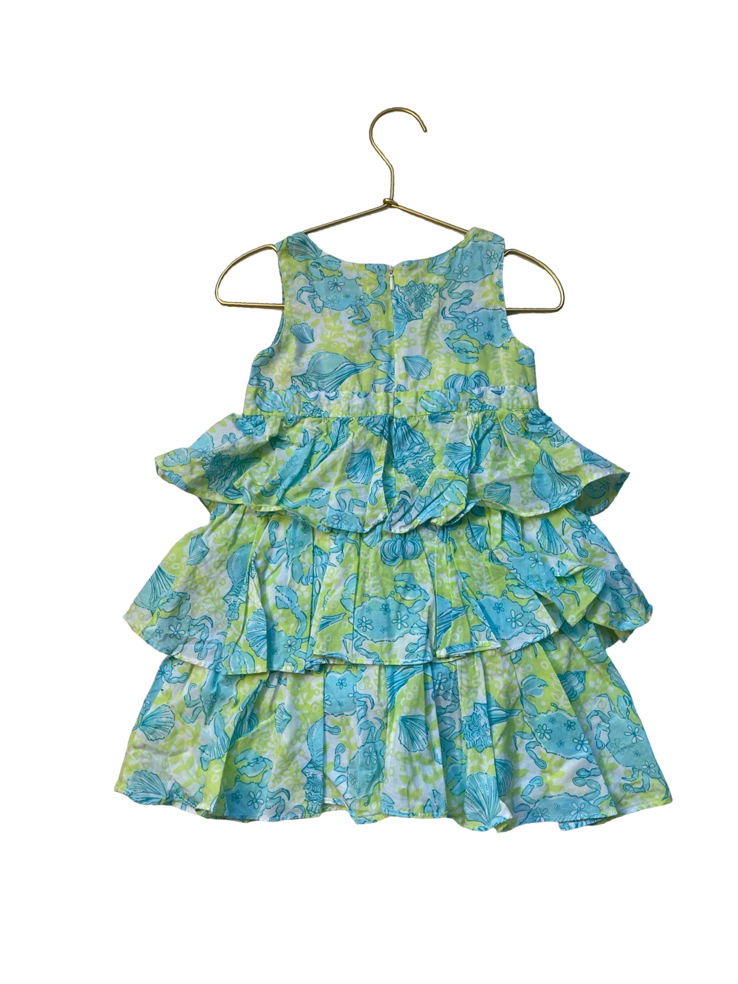 Lilly Pulitzer Lime Green & Teal Shell Print Dress - Size 2T