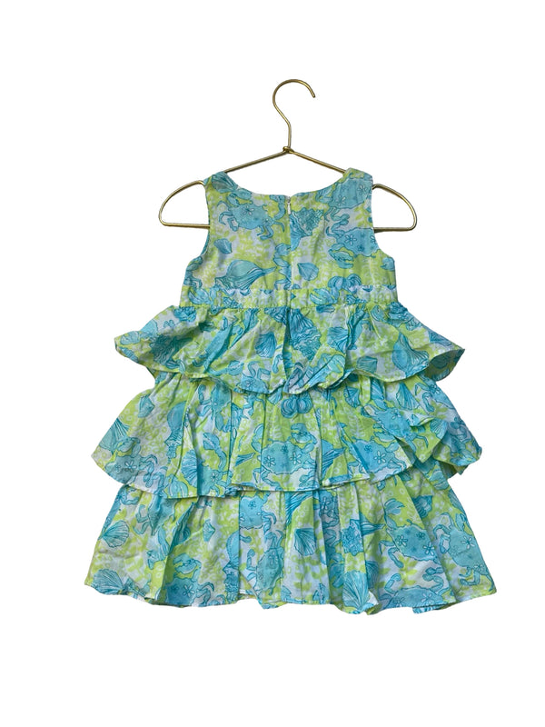 Lilly Pulitzer Lime Green & Teal Shell Print Dress - Size 2T