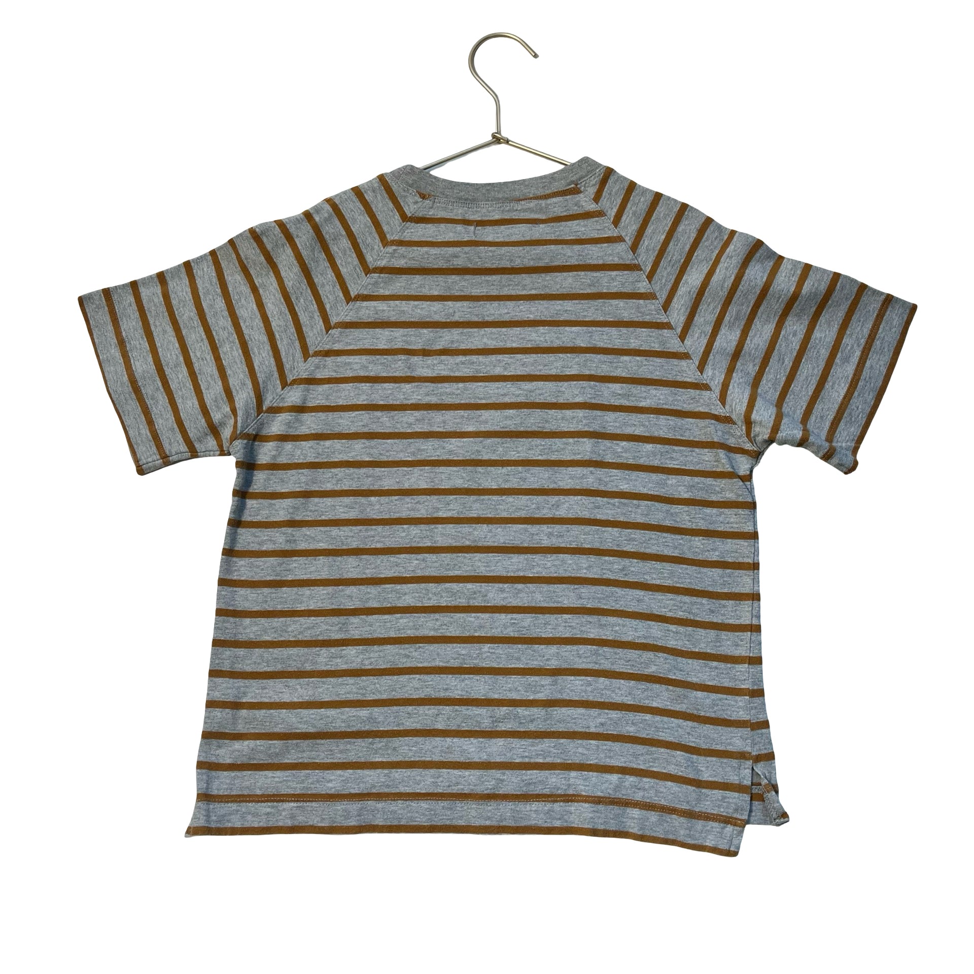 Zara Gray & Brown Striped T-Shirt - Size 7