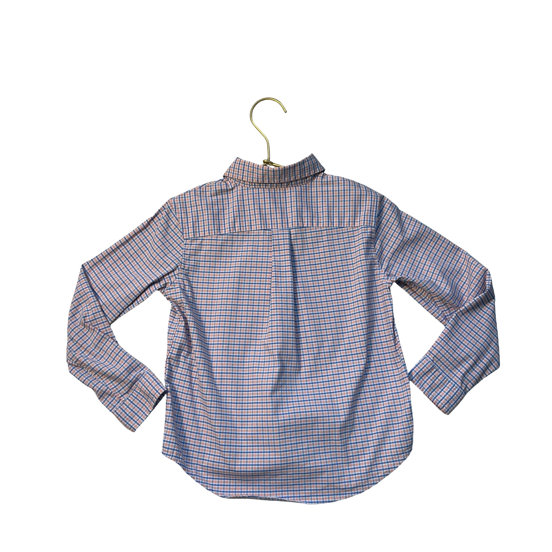 Vineyard Vines Performance Cotton Blue, Peach, White Check Button Down Shirt - 4