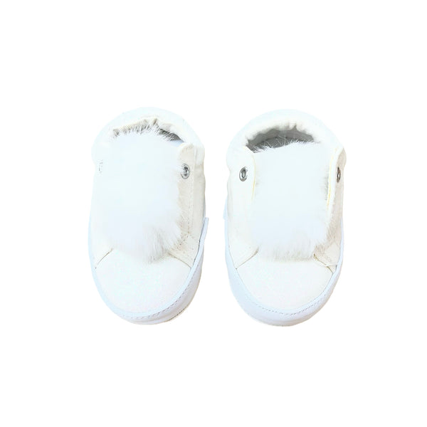 Sam Edelman Ivory Sparkle & Pom Pom Soft Sole Shoes - Size 2