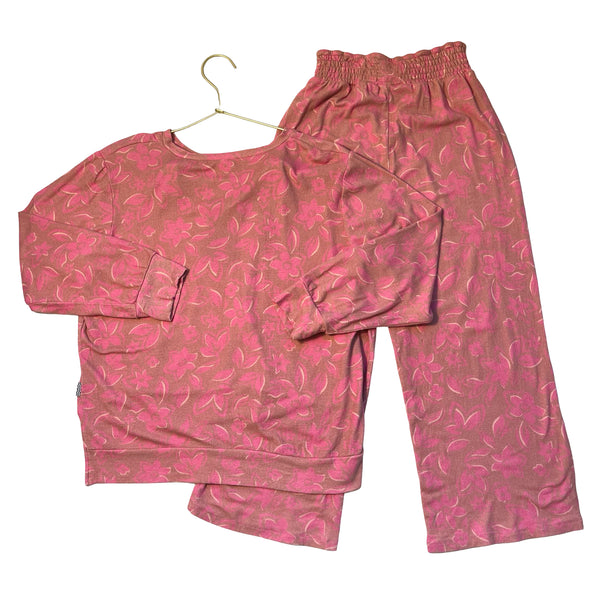 Feather 4 Arrow Pink Flower Print Top & Wide Leg Pants Set - Size 8