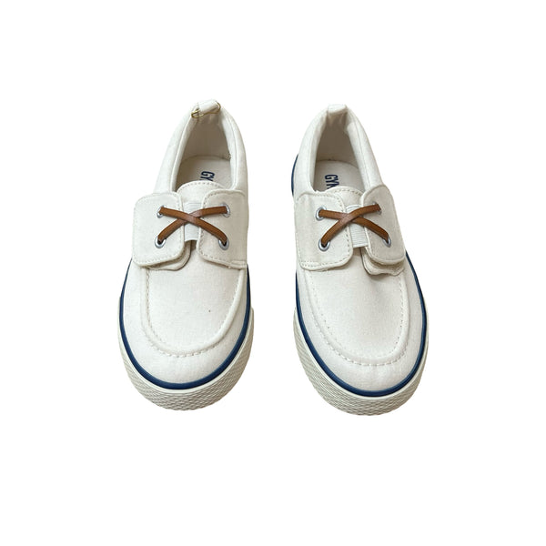Gymboree Ivory Canvas Boat Shoe Sneakers - Size 1Y Big Kid