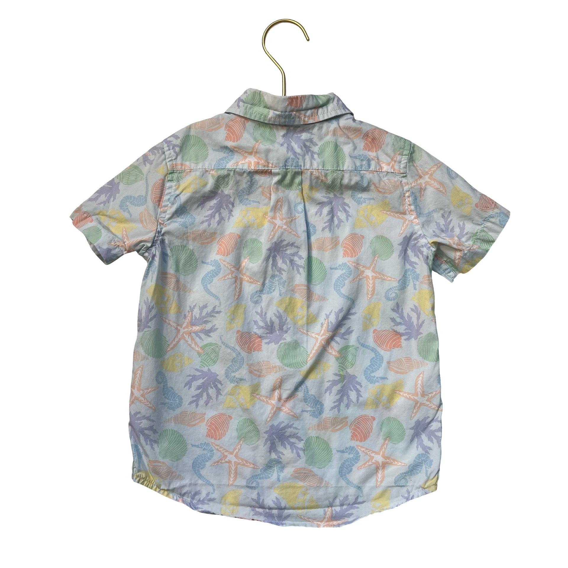 Janie and Jack Size Pastel Shell Print Button Down Shirt - Size 4