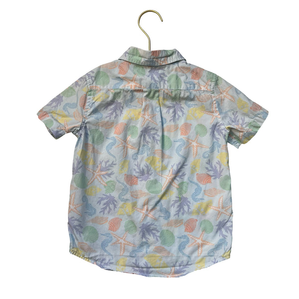 Janie and Jack Size Pastel Shell Print Button Down Shirt - Size 4