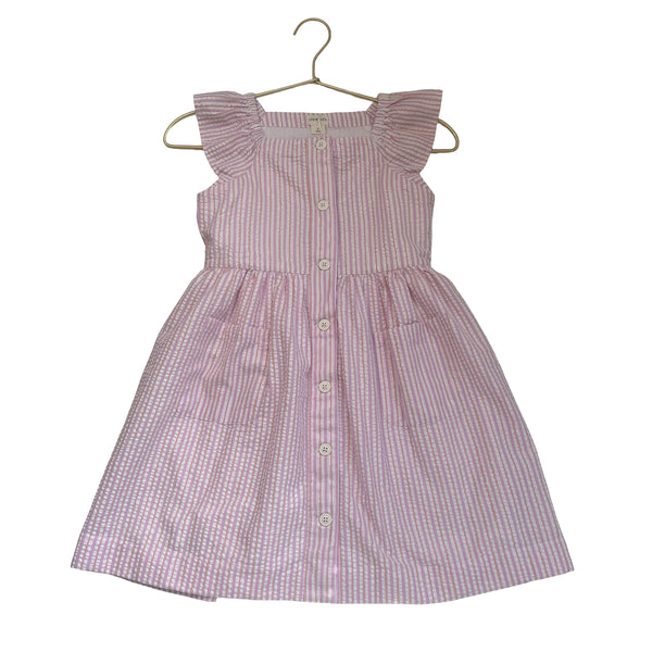 Crewcuts Pink, Peach, Metallic Stripe Seersucker Dress - Size 8