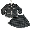 Rachel Riley Black & Ivory Plaid Boucle Blazer & Skirt Set - Size 7
