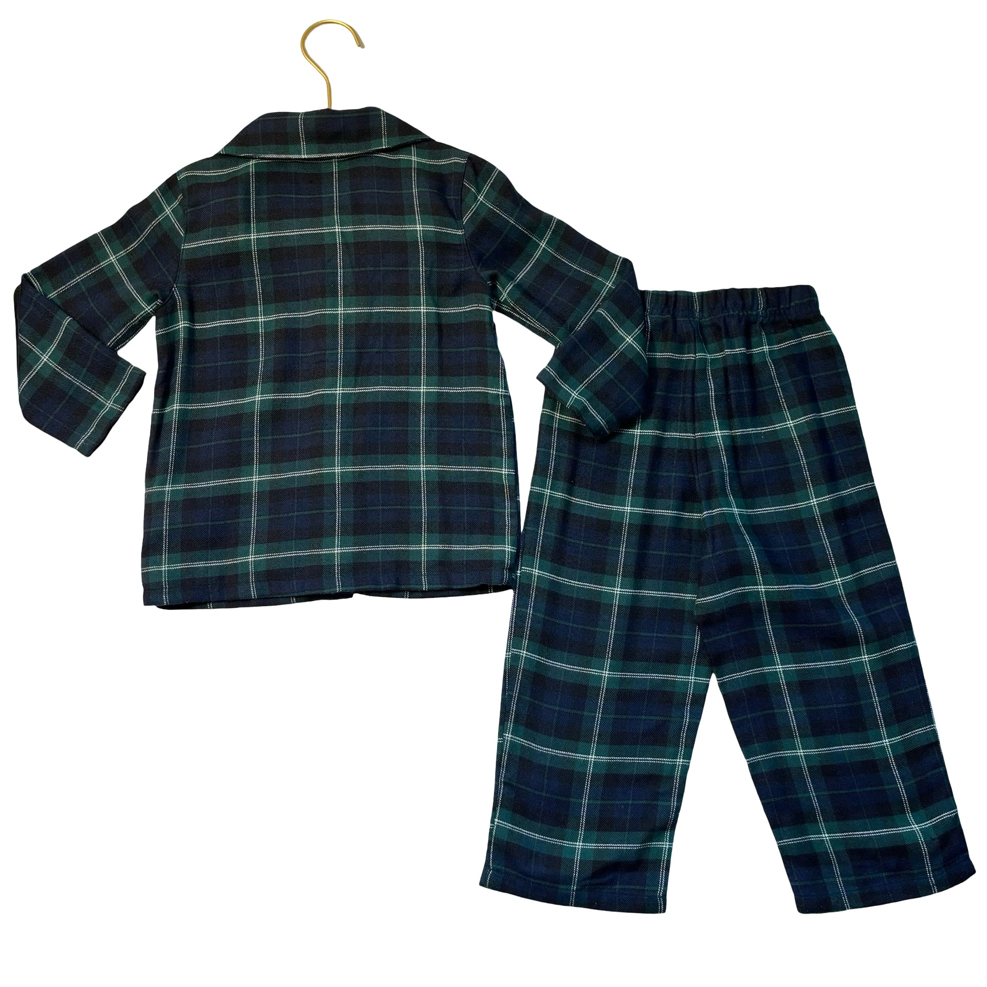 Old Navy Green & Navy Tartan Plaid Flannel 2 Piece PJs - Size 2T