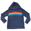 Primary Blue & Rainbow Striped Hooded Shirt - Size 5
