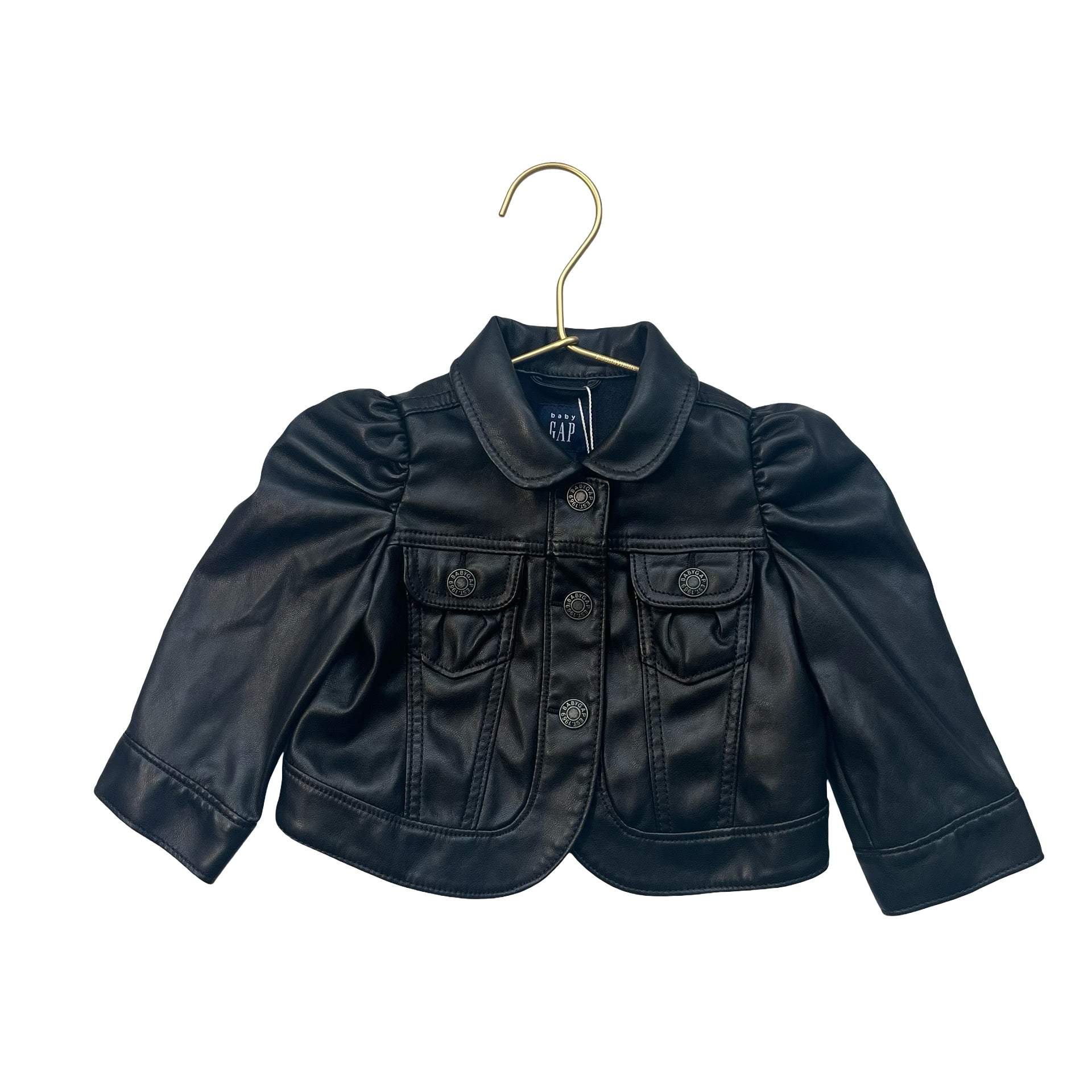 Baby Gap Black Faux Leather Jacket - Size 6-12 Mo