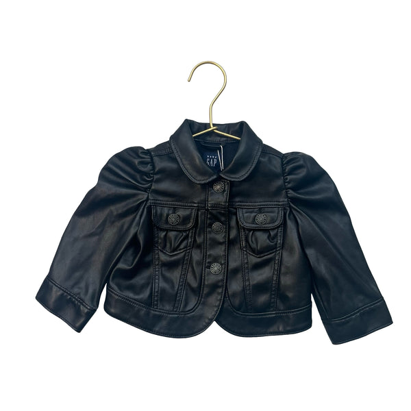 Baby Gap Black Faux Leather Jacket - Size 6-12 Mo