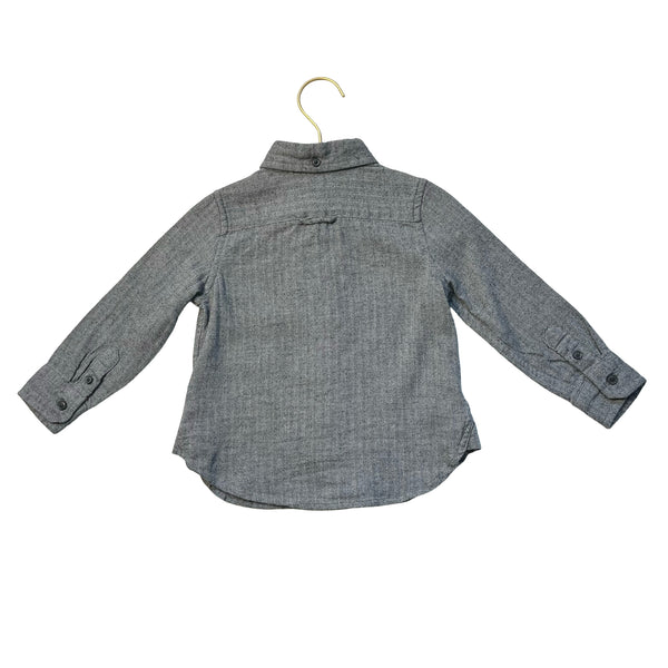 Janie and Jack Gray Herringbone Flannel Button Down Shirt - Size 18-24 Mo
