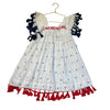Mer St. Barth White, Red, Navy Embroidered Dress, Tassels - Size 6