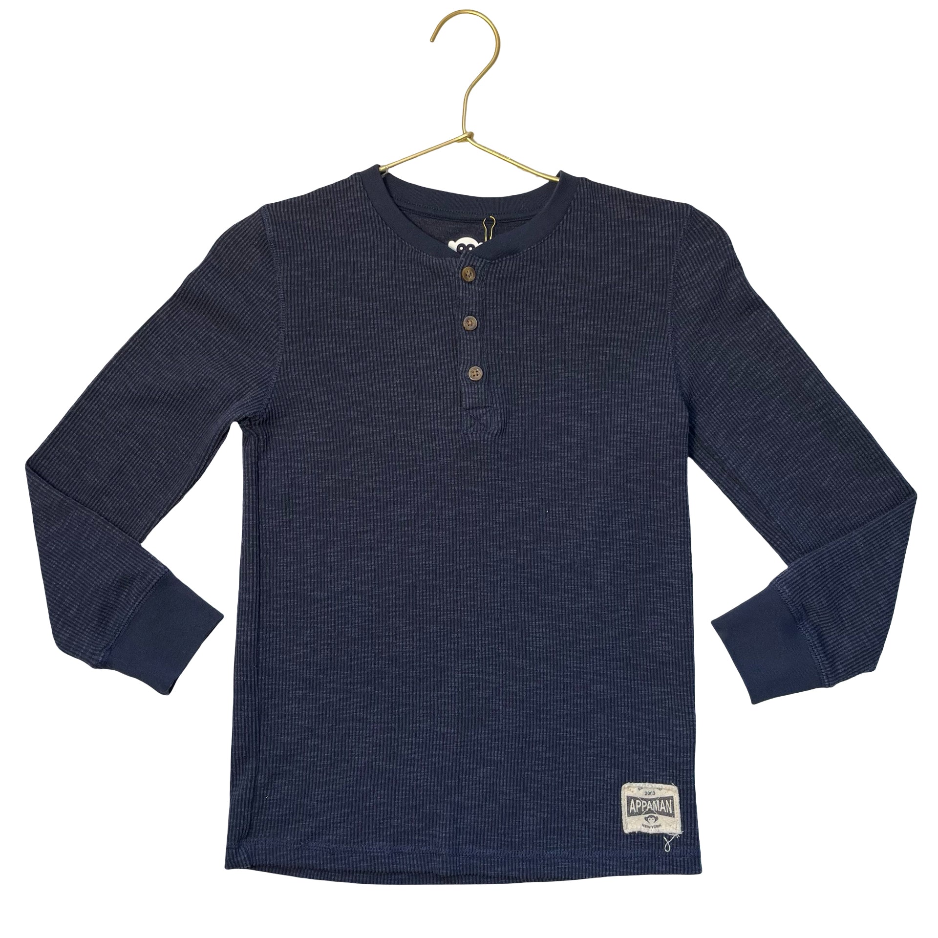 Appaman Navy Waffle Henley - Size 8