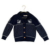 Zoerea Navy & White Reindeer V-Neck Cotton Cardigan Sweater - Size 110 (5)
