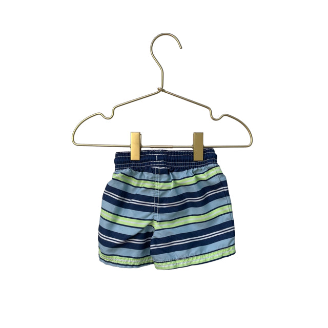 OshKosh Navy, Blue & Lime Stripe Swim Shorts - Size 3 Months