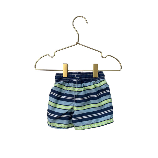 OshKosh Navy, Blue & Lime Stripe Swim Shorts - Size 3 Months