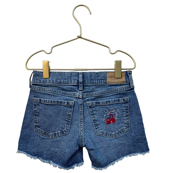 Abercrombie Kids Embroidered Denim 'Low Rise Midi' Jean Shorts - Size 7-8