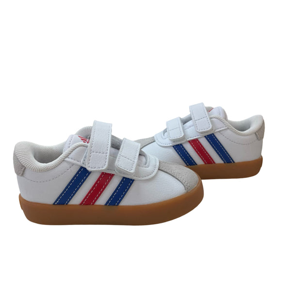 Adidas VL Court White, Blue, Red Velcro Sneakers New in Box - Size 6K