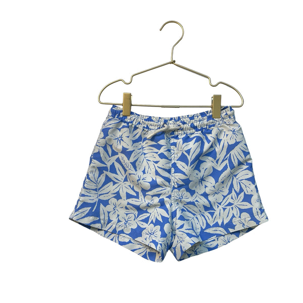 Zara Blue & Ivory Tropical Print Swim Trunks - Size 8-9