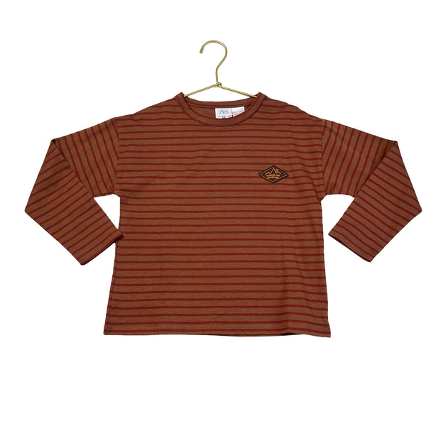 Zara Brown & Red Striped Shirt - Size 4-5