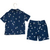Old Navy Navy Terry Palm Tree Print Shorts & Button Down Shirt Set - Size 3T