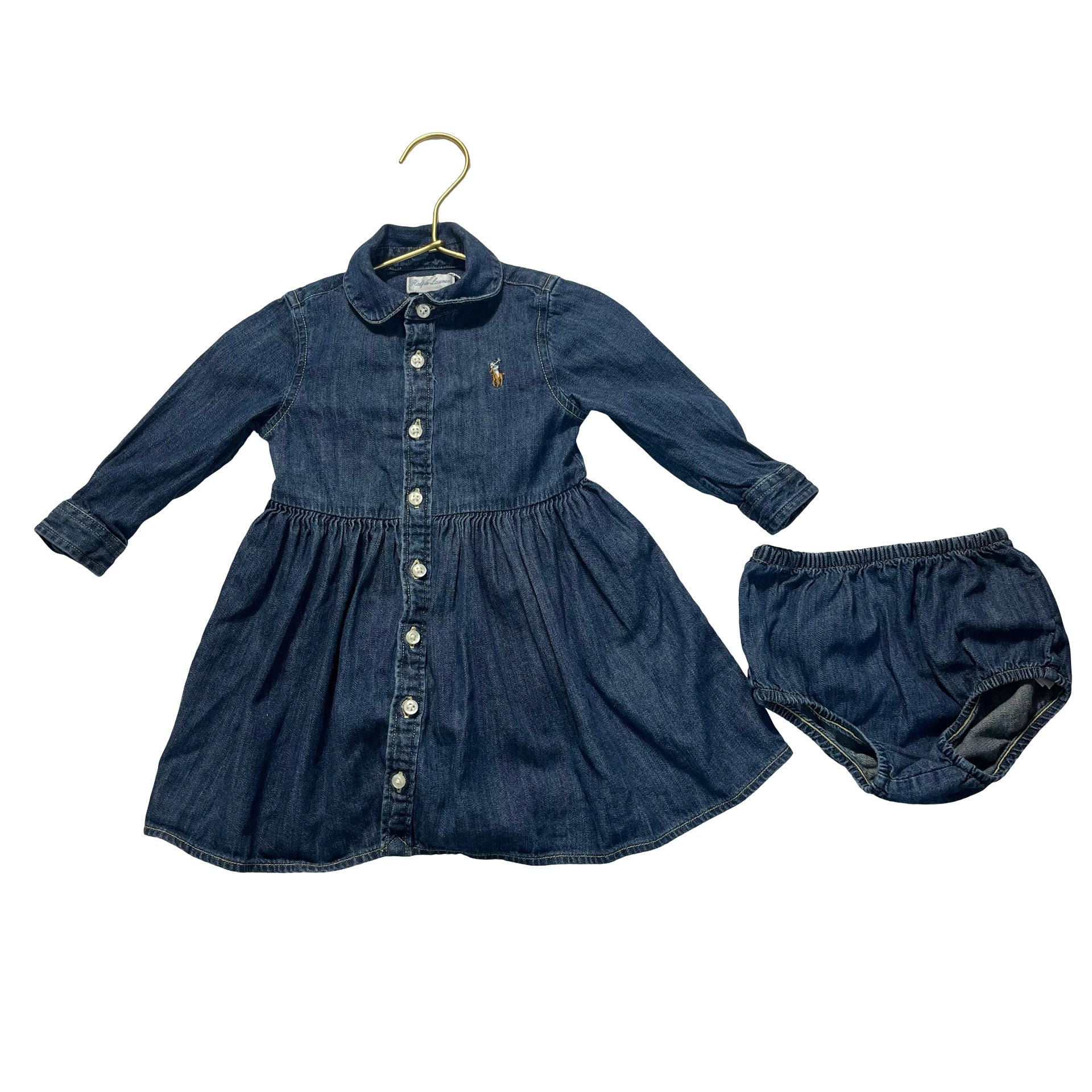 Ralph Lauren Denim Shirt Dress & Bloomers - Size 9 Mo
