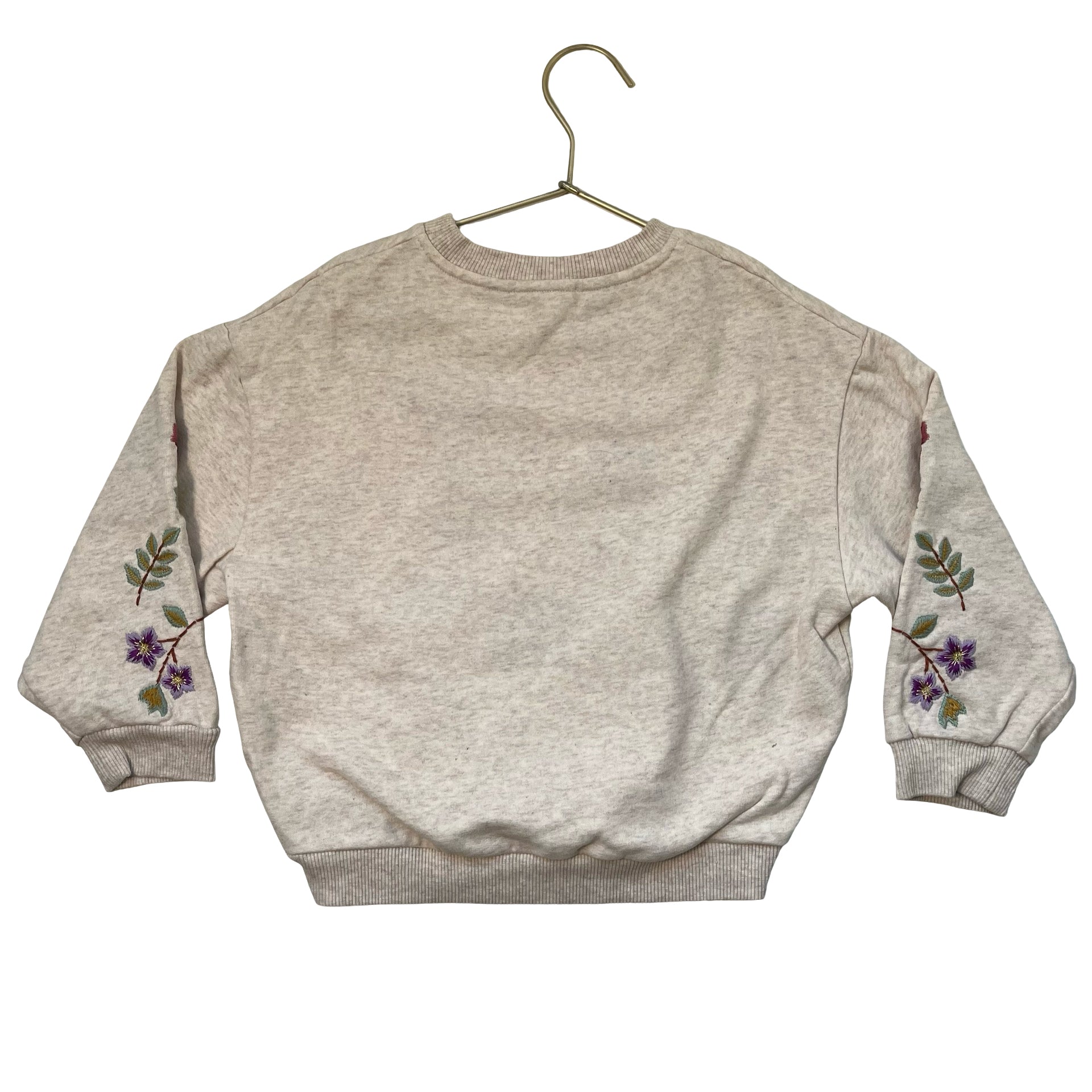 Louise Misha Tan Embroidered Flower Sweatshirt - Size 7Y