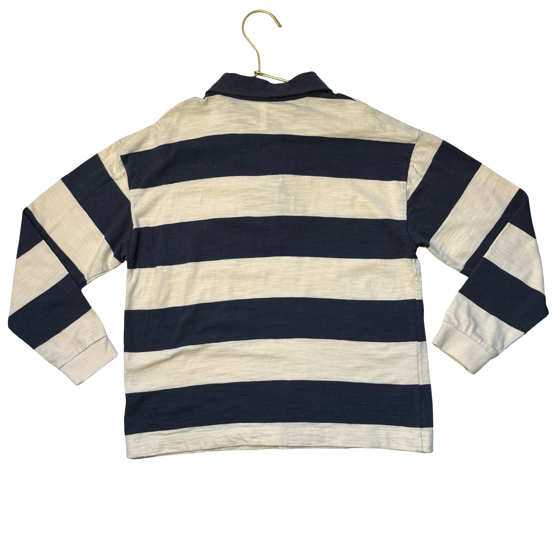 Rylee & Cru Navy & Ivory Striped Rugby Shirt - Size 8-9Y