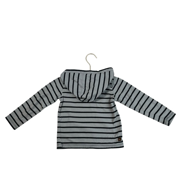 Tea Collection Gray & Navy Striped Hooded Shirt - Size 3