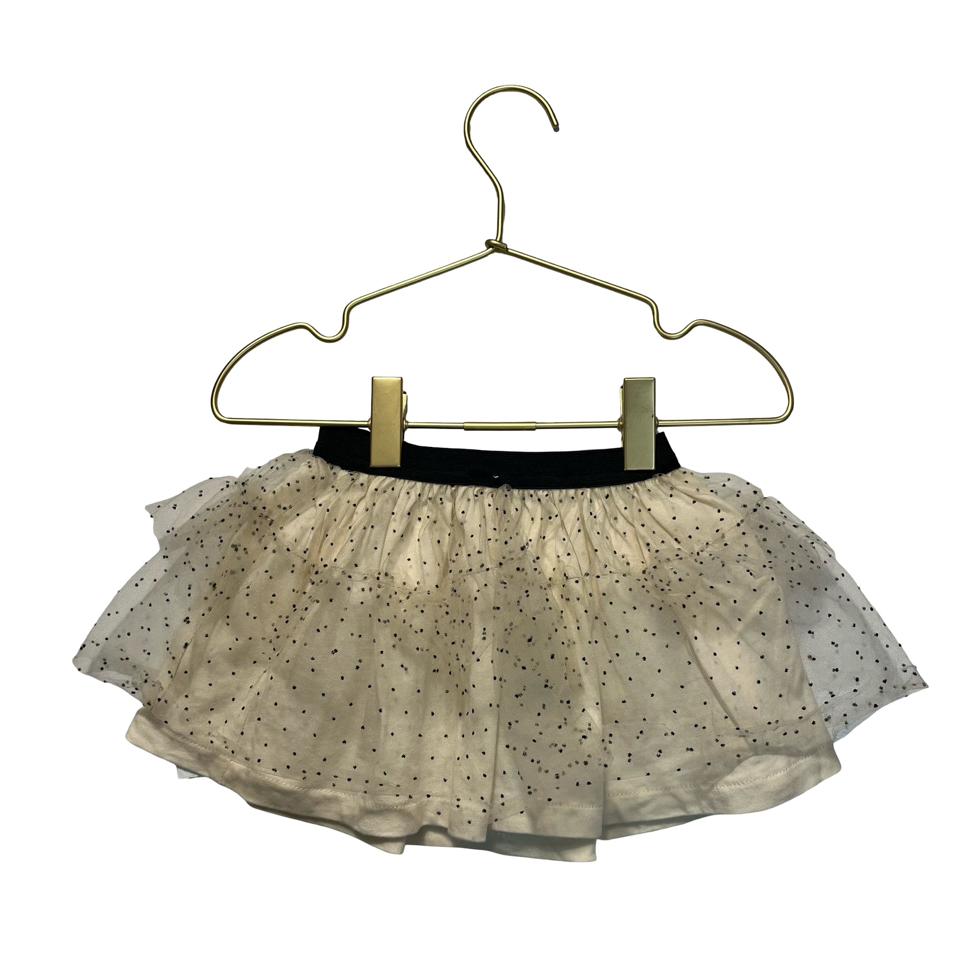 Zara Ivory Tulle & Black Velvet Polka Dot Skirt - Size 12-18 Mo
