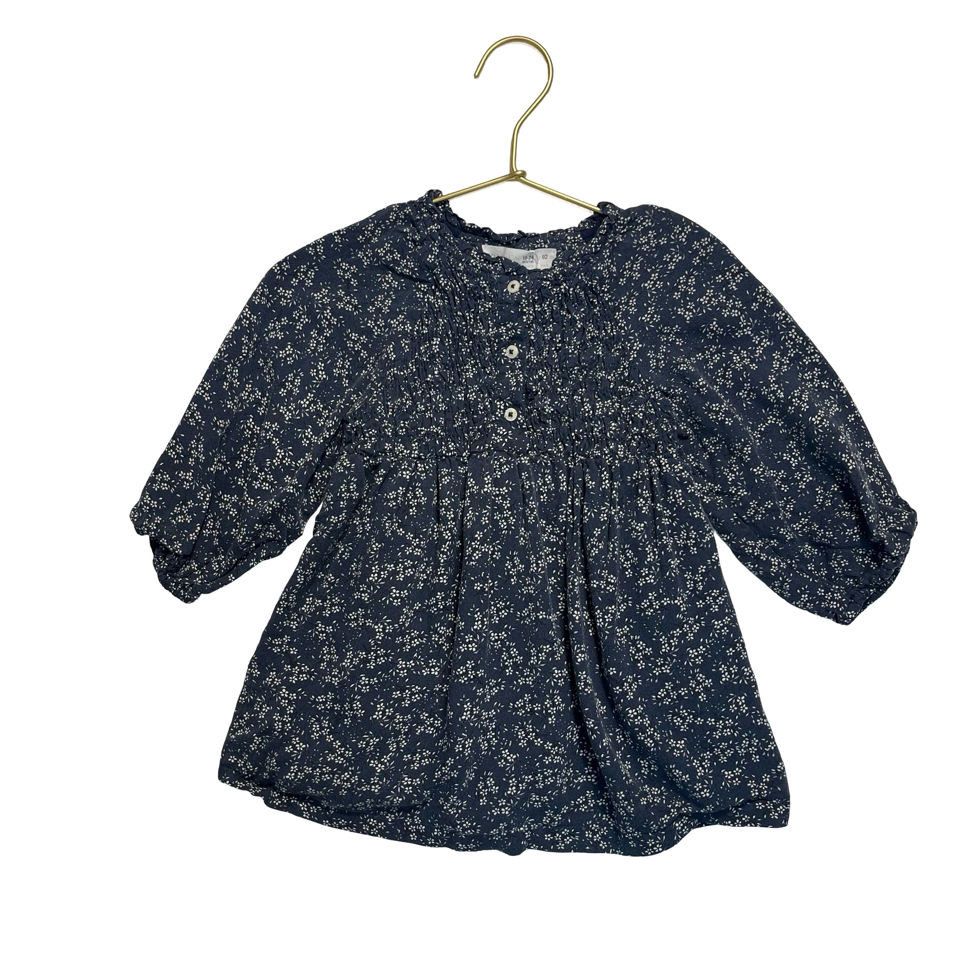 Zara Navy & Ivory Floral Dress - Size 18-24 Mo