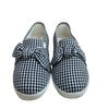 Janie and Jack Navy & Ivory Gingham Bow Slip On Sneakers - Size 12