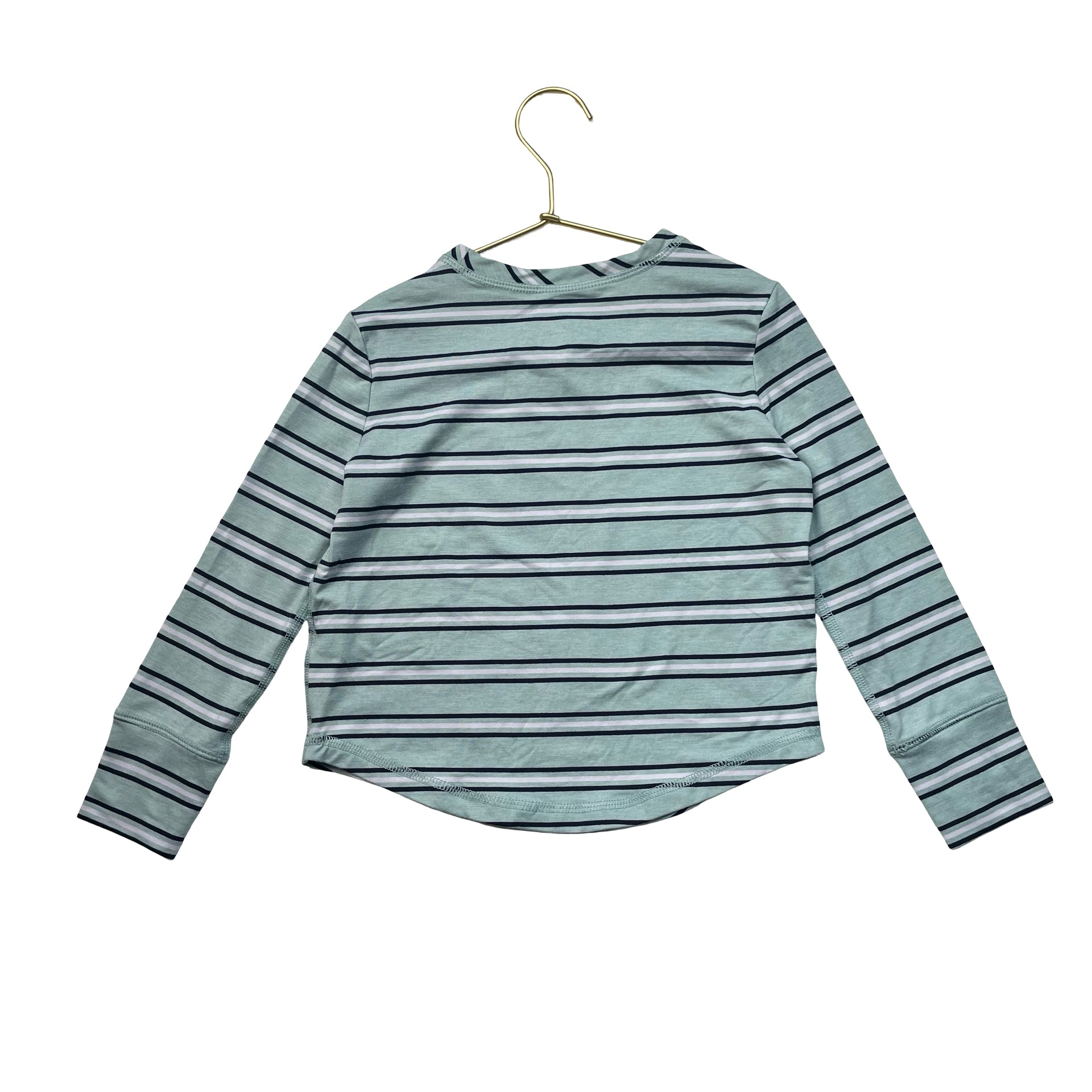 Hanna Andersson Mint Green, Navy, White Striped Shirt - Size 4