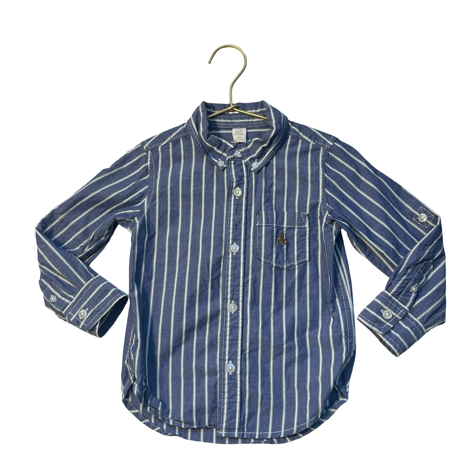 Baby Gap Blue, White, Green Striped Button Down Shirt - Size 3
