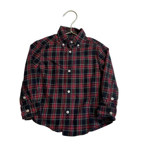 Ralph Lauren Black & Red Tartan Plaid Button Down - Size 2