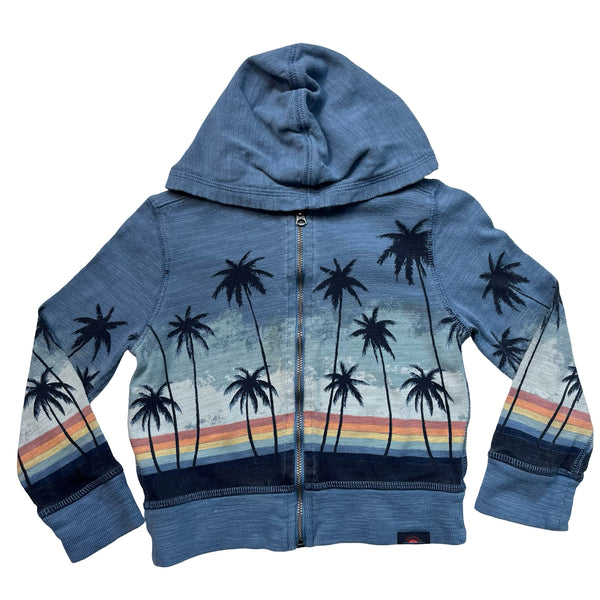 Faherty Blue Tropical Sunset Print Zip-Up Hooded Sweatshirt - Size 2T
