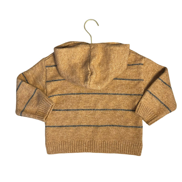 Zara Light Brown & Gray Striped Hooded Sweater - Size 2-3