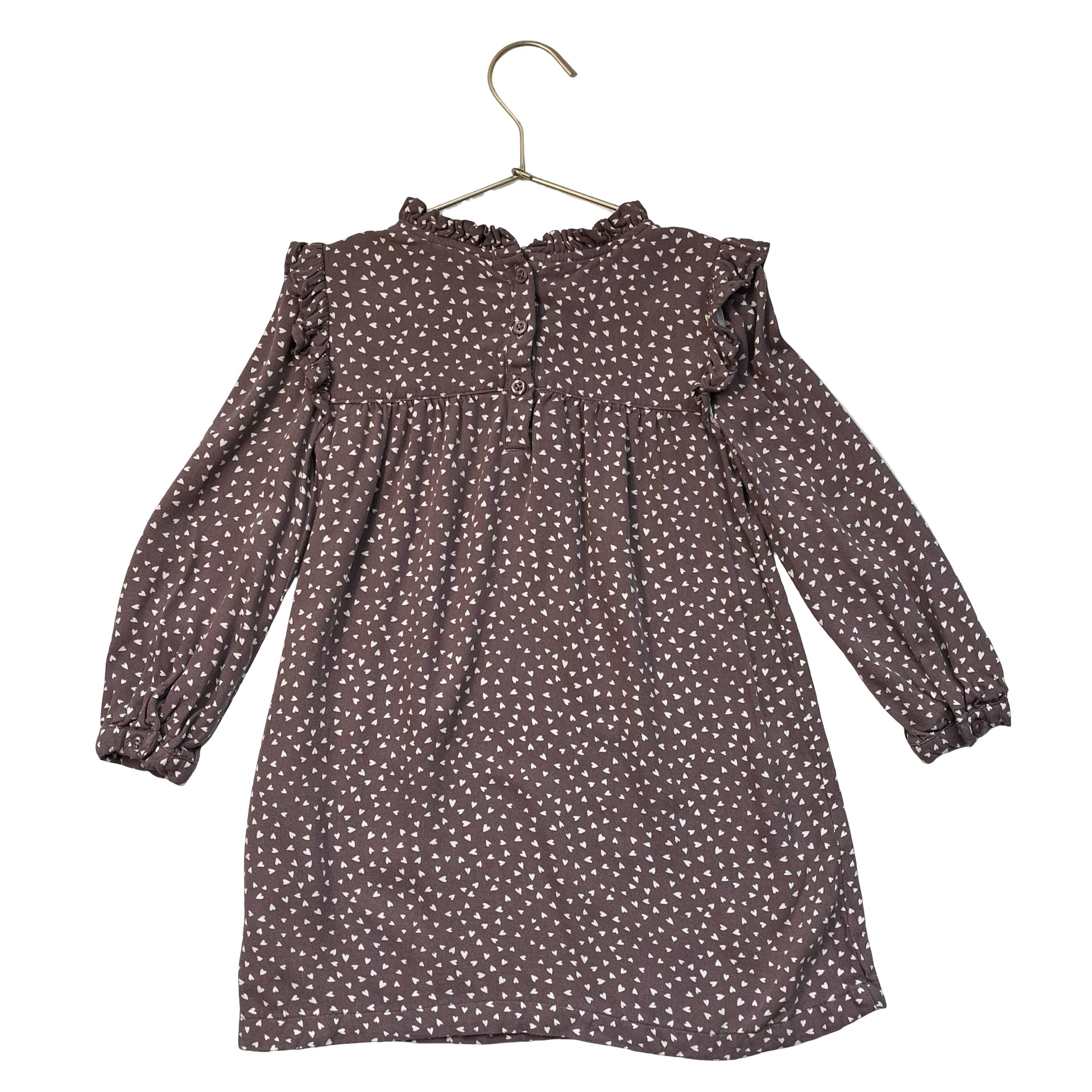 Gap Kids Dusty Plum & Ivory Heart Print Dress - Size XS 4-5