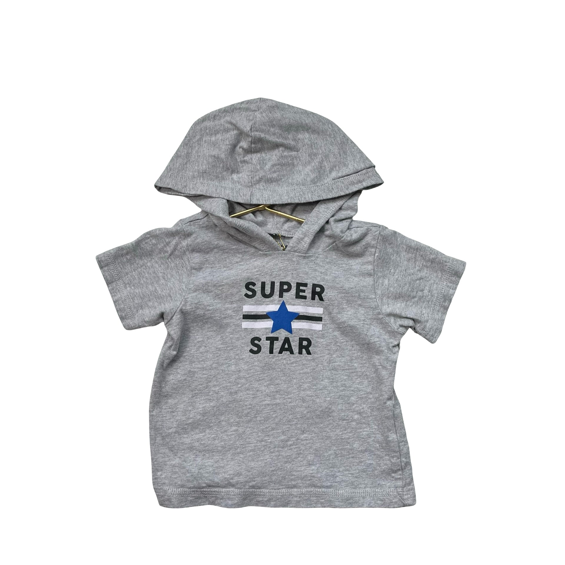 Bundles Gray 'Super Star' Hooded Tee - Size 12-18 Mo