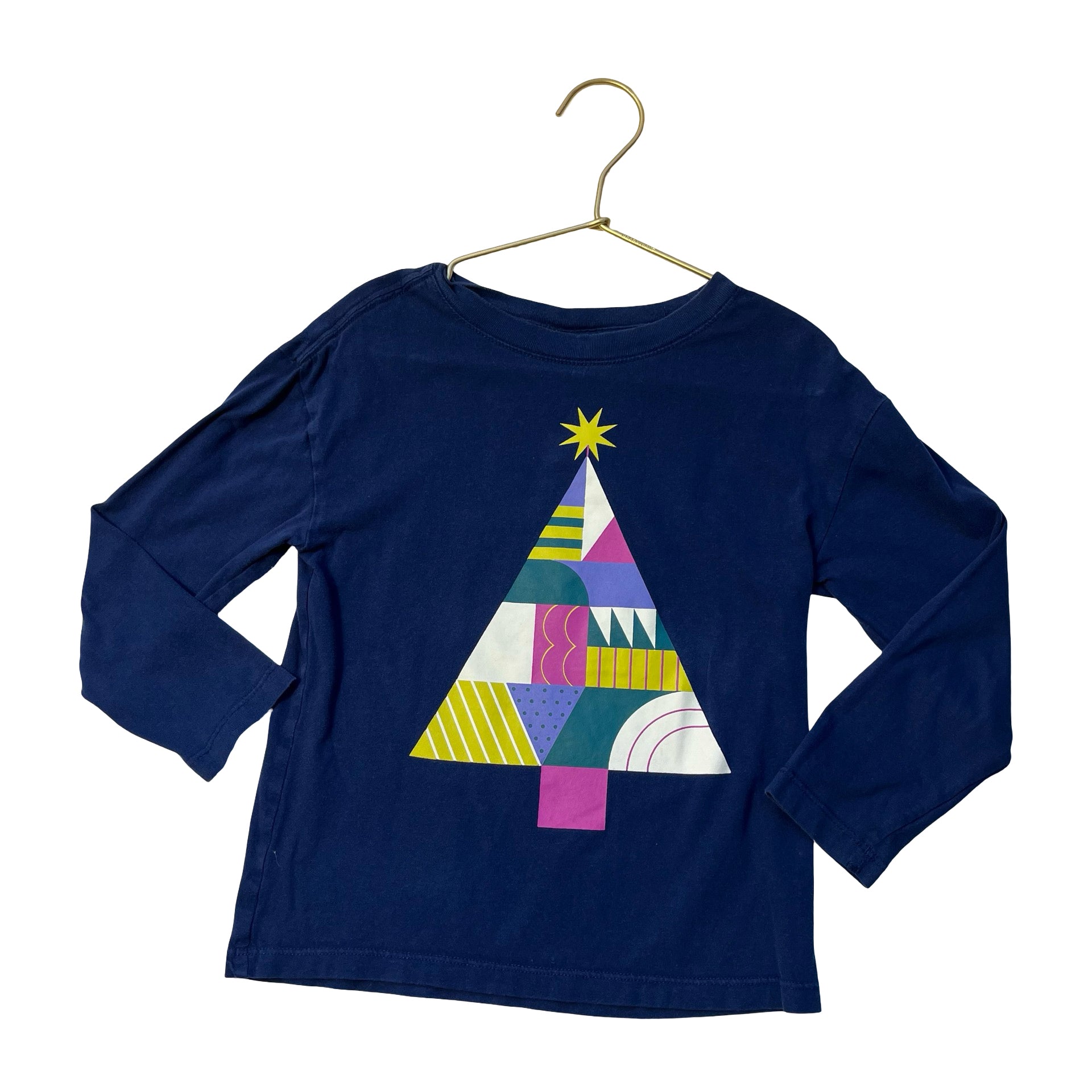 Hanna Andersson Navy Christmas Tree Shirt - Size 4