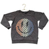 Tiny Whales Dark Gray Vintage Wash Check Smiley Graphic Sweatshirt - Size 6Y