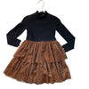 Janie and Jack Black Ribbed & Leopard Tulle Dress - Size 5