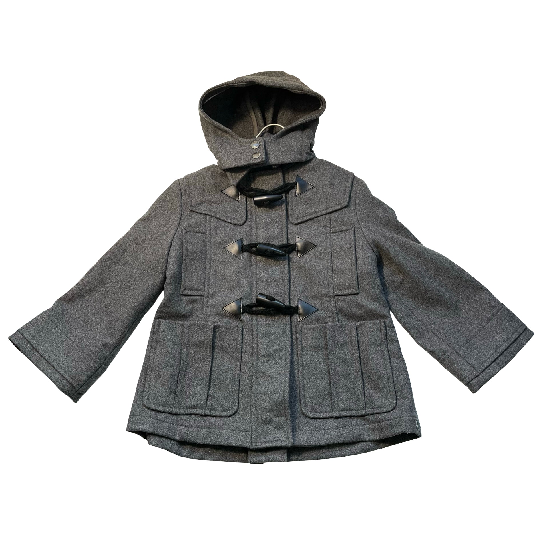 Burberry Gray Wool-Blend Hooded Toggle Jacket - Size 4Y