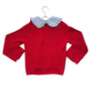Zara Red Sweater, Removeable Blue Striped Collar - Size 6