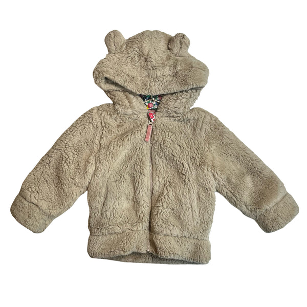 Mini Boden Tan Faux Fur Hooded Jacket - Szie 2-3Y